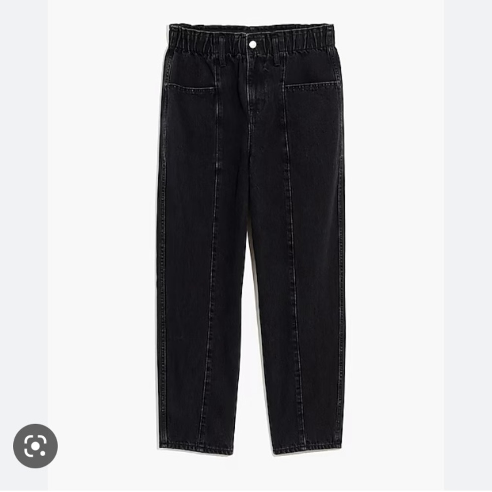 Madewell pull on balloon jeans Hobson wash black xs seam front denim mom jeans